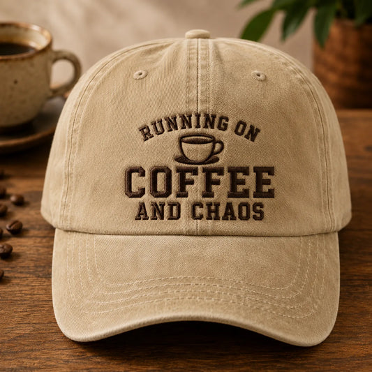 Running On Coffee and Chaos Washed Cap - washed cap - front view
