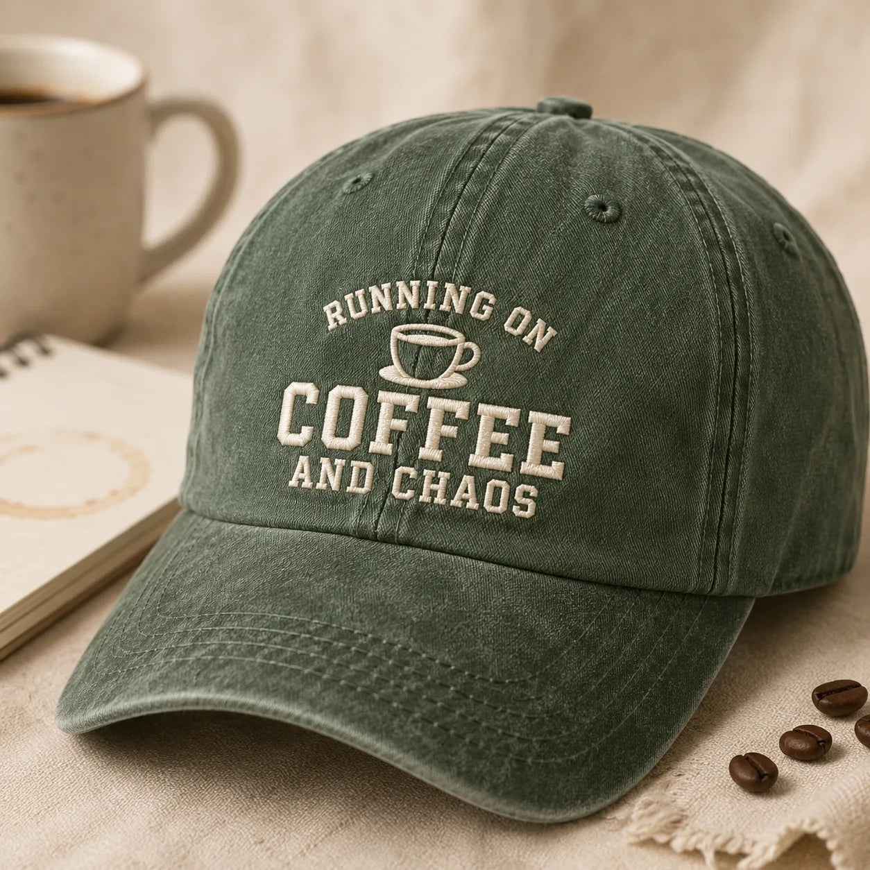 Running On Coffee and Chaos Washed Cap - washed cap - lifestyle