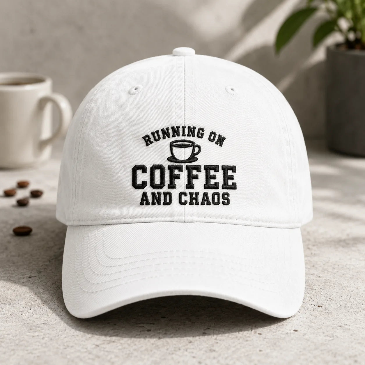Running On Coffee and Chaos Washed Cap - washed cap - side view