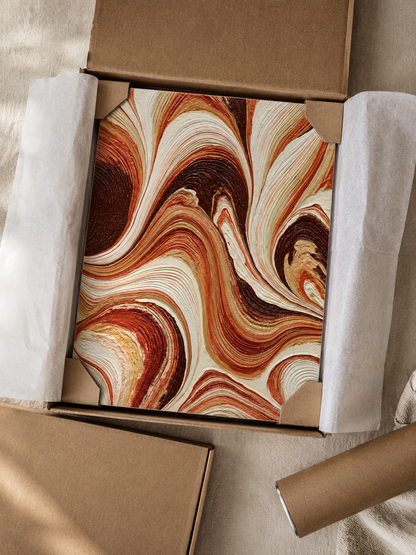 Rust Cream Abstract Wall Art - Wall Art Decor - alternate angle - rust cream abstract wall art, earth tone art print