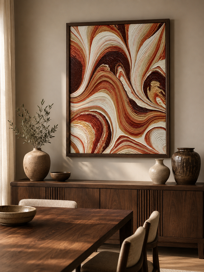 Rust Cream Abstract Wall Art - Wall Art Decor - alternate angle - rust cream abstract wall art, earth tone art print