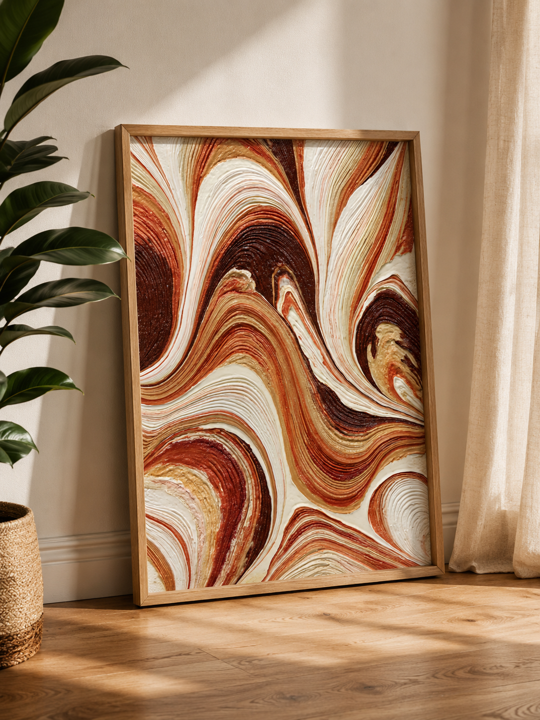 Rust Cream Abstract Wall Art - Wall Art Decor - packaging - rust cream abstract wall art, earth tone art print