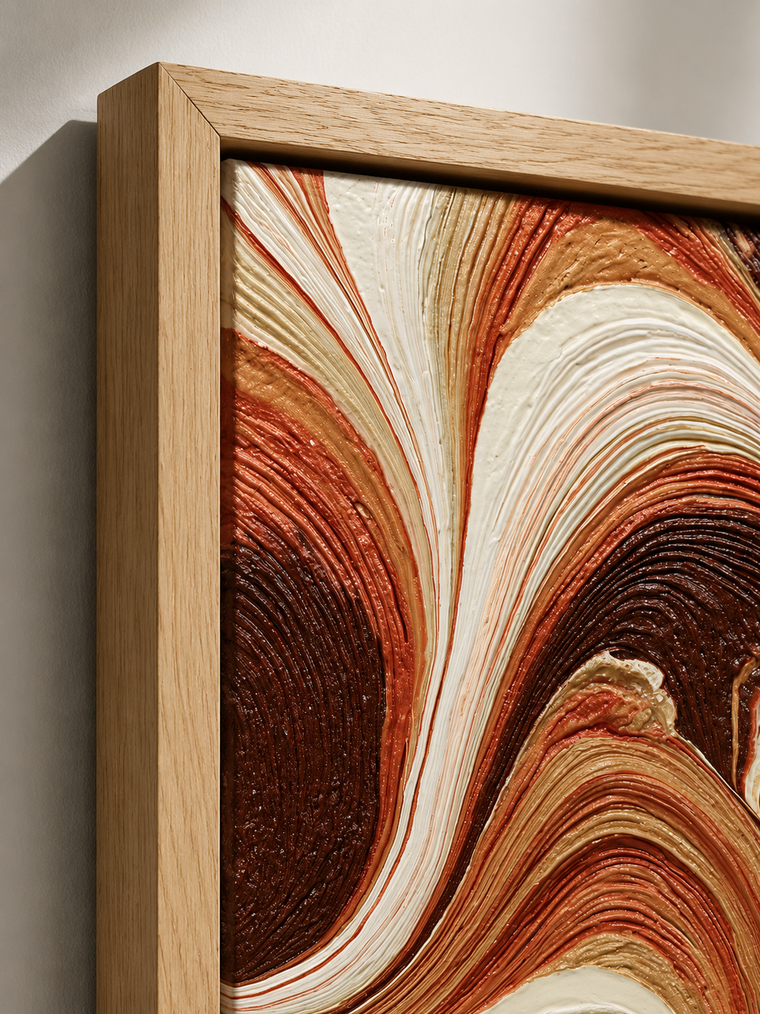 Rust Cream Abstract Wall Art - Wall Art Decor - detail view - rust cream abstract wall art, earth tone art print
