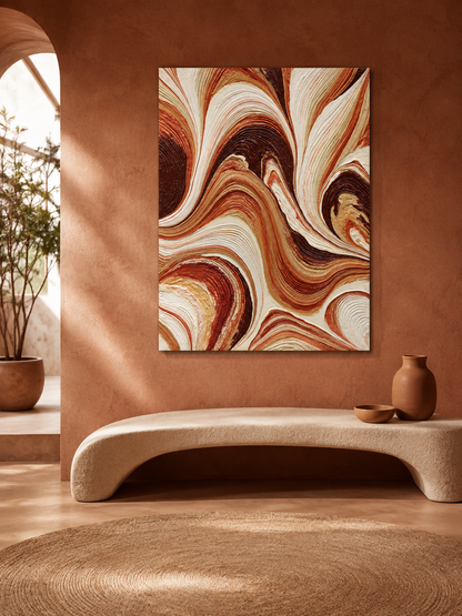 Rust Cream Abstract Wall Art - Wall Art Decor - lifestyle shot - rust cream abstract wall art, earth tone art print