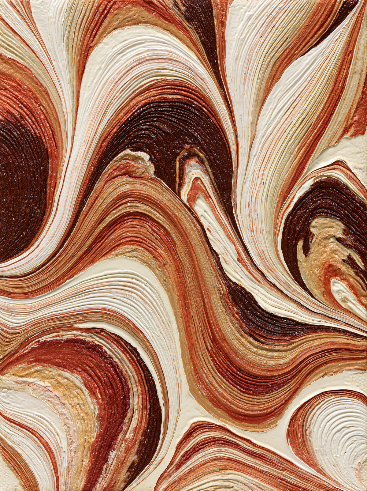 Rust Swirl Wall Art - Wall Art Decor - front view - earth tone art print, cream brown wall decor