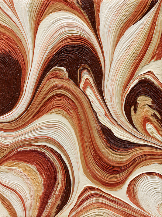 Rust Swirl Wall Art - Wall Art Decor - front view - earth tone art print, cream brown wall decor