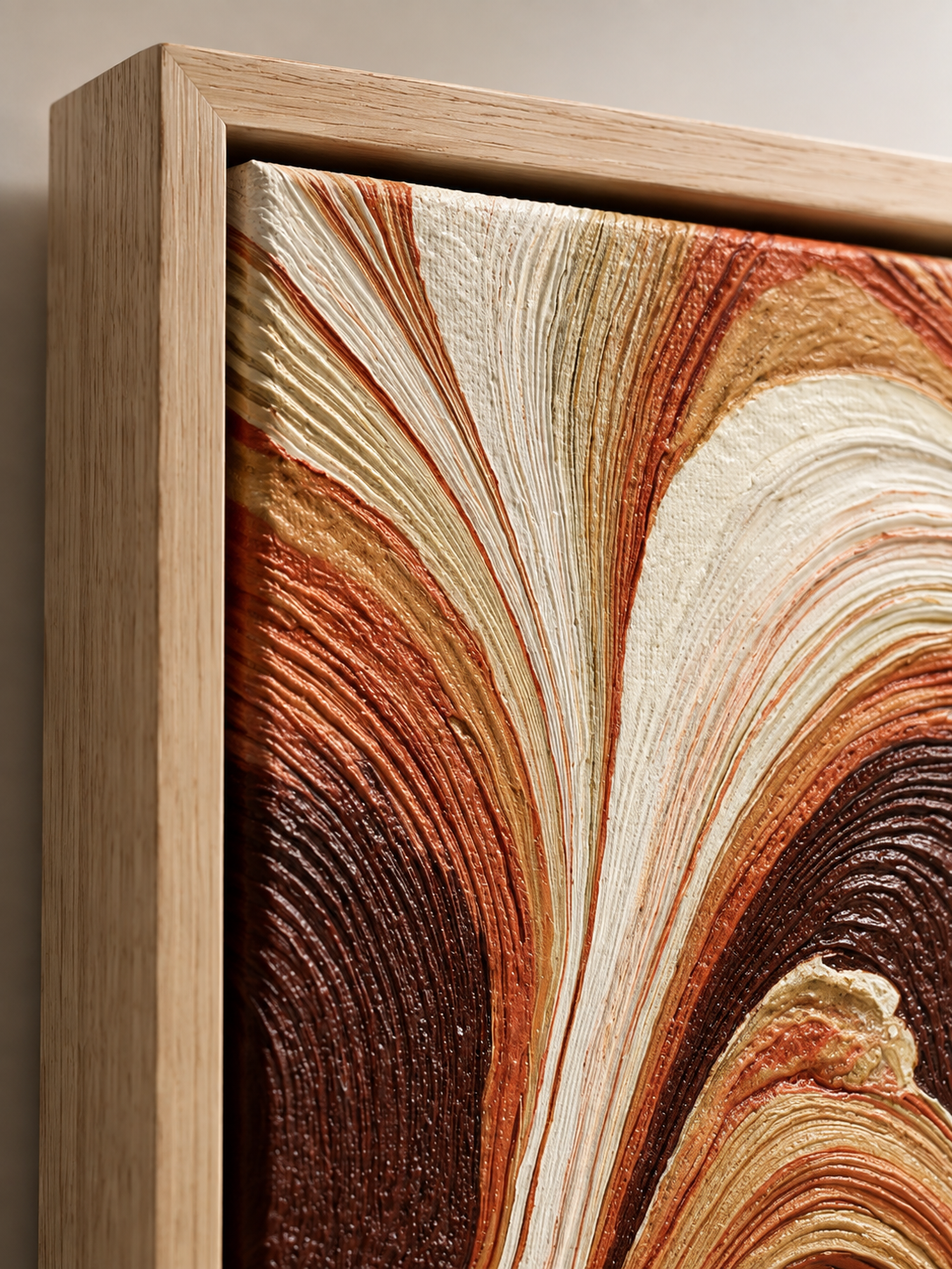 Rust Swirl Wall Art - Wall Art Decor - detail view - earth tone art print, cream brown wall decor