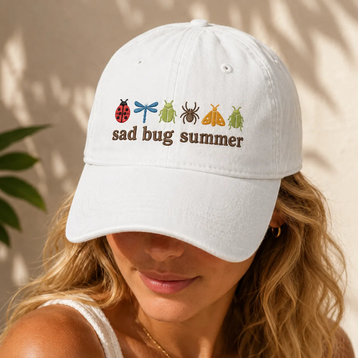 Sad Bug Summer Washed Cap - washed cap - side view