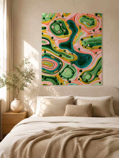 Sage Landscape Wall Art - Wall Art Decor - lifestyle shot - sage landscape wall art, coral landscape art print