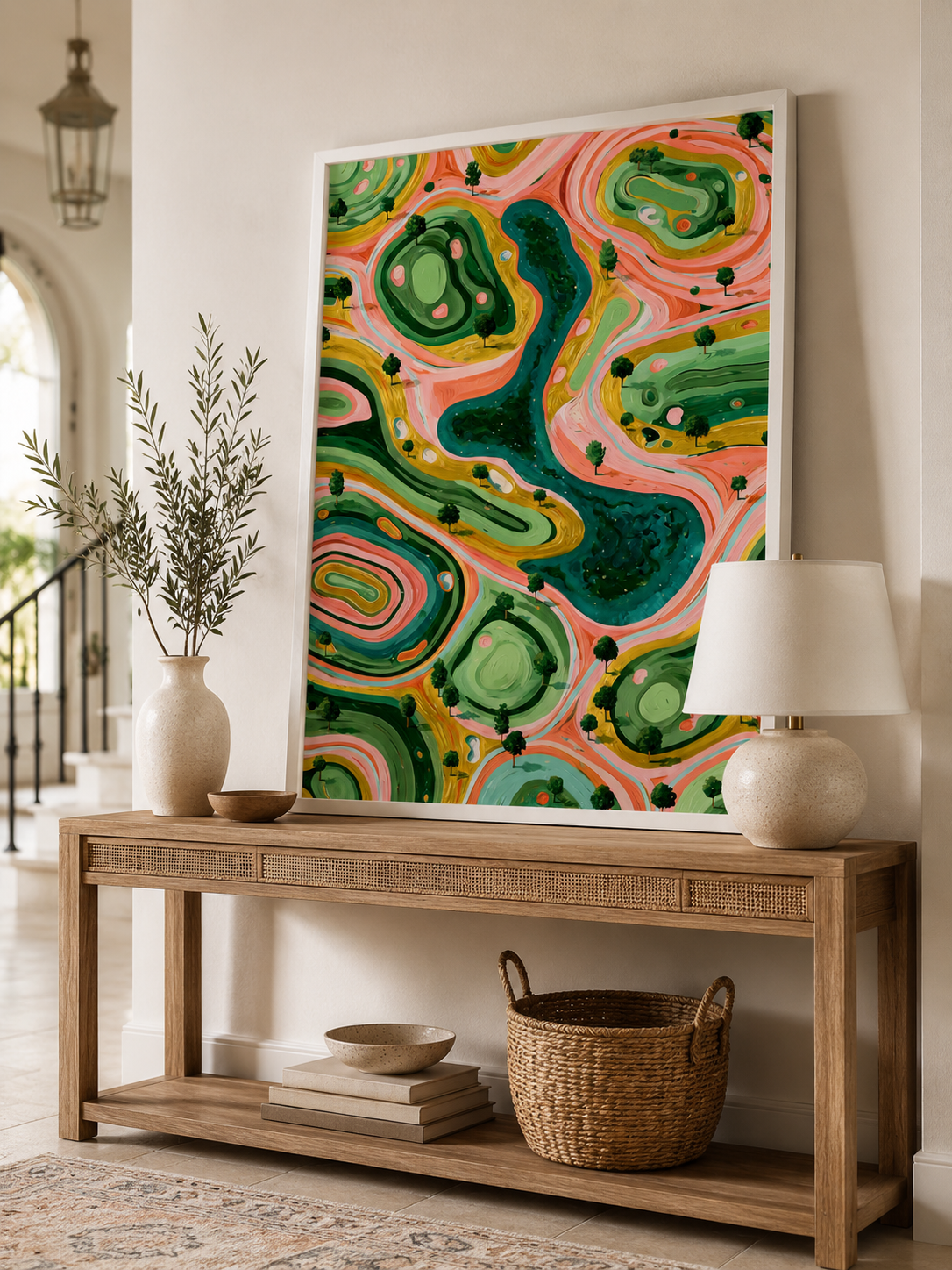 Sage Landscape Wall Art - Wall Art Decor - alternate angle - sage landscape wall art, coral landscape art print