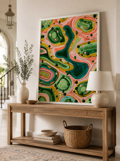 Sage Landscape Wall Art - Wall Art Decor - alternate angle - sage landscape wall art, coral landscape art print
