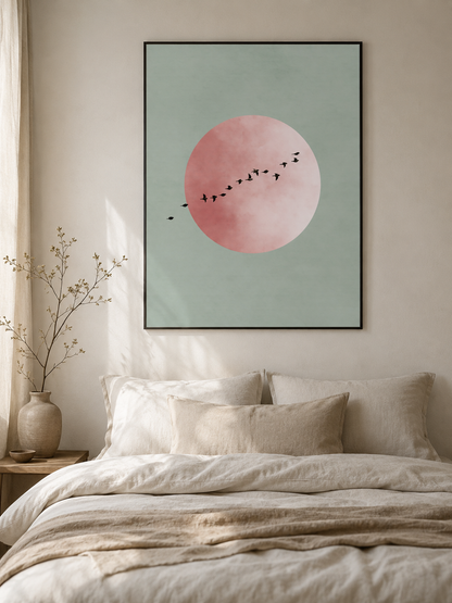 Sage Minimalist Wall Art - Wall Art Decor - close-up - sage minimalist wall art, blush pink wall decor