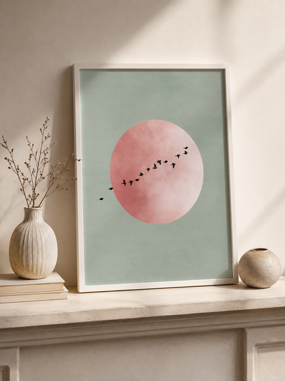 Sage Minimalist Wall Art - Wall Art Decor - alternate angle - sage minimalist wall art, blush pink wall decor