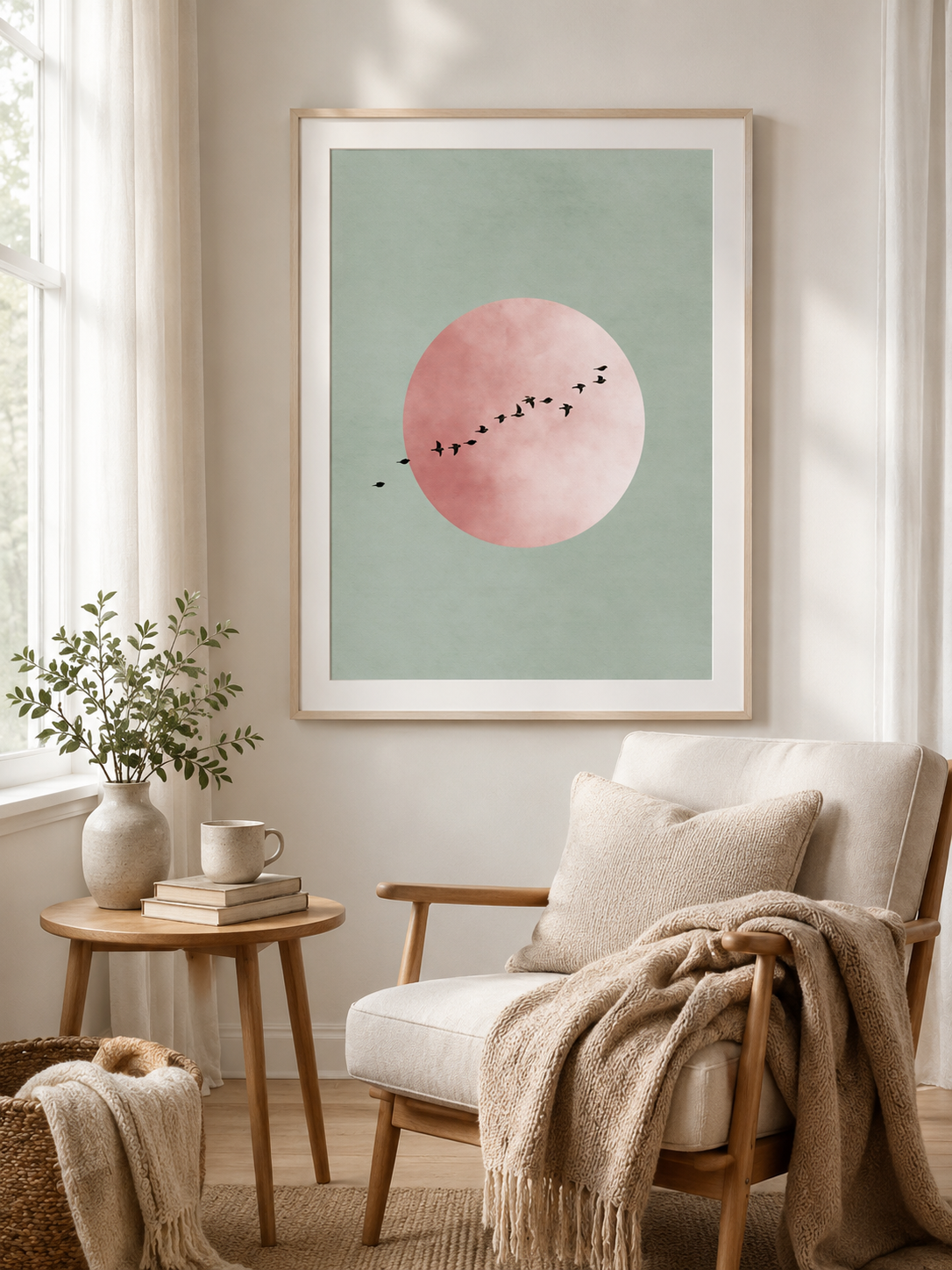 Sage Minimalist Wall Art - Wall Art Decor - packaging - sage minimalist wall art, blush pink wall decor