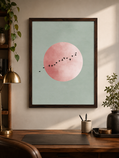 Sage Minimalist Wall Art - Wall Art Decor - detail view - sage minimalist wall art, blush pink wall decor