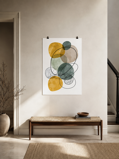 Sage Mustard Abstract Wall Art - Wall Art Decor - alternate angle
