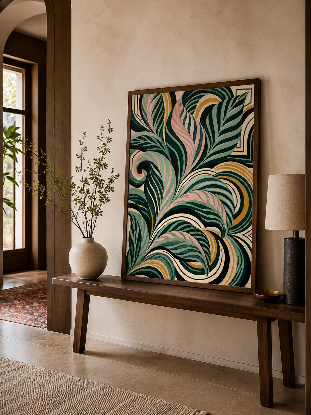 Sage Spiral Frond Wall Art - Wall Art Decor - alternate angle - sage abstract wall art, sage botanical decor