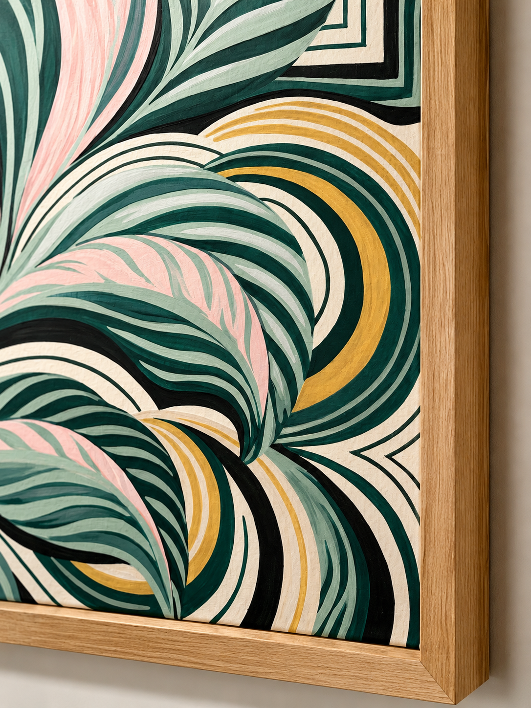 Sage Spiral Frond Wall Art - Wall Art Decor - detail view - sage abstract wall art, sage botanical decor