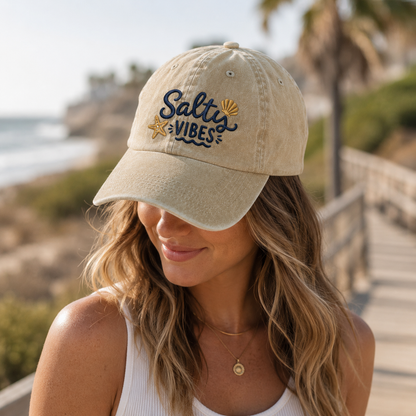 Salty Vibes Washed Cap - Washed Cap - side view