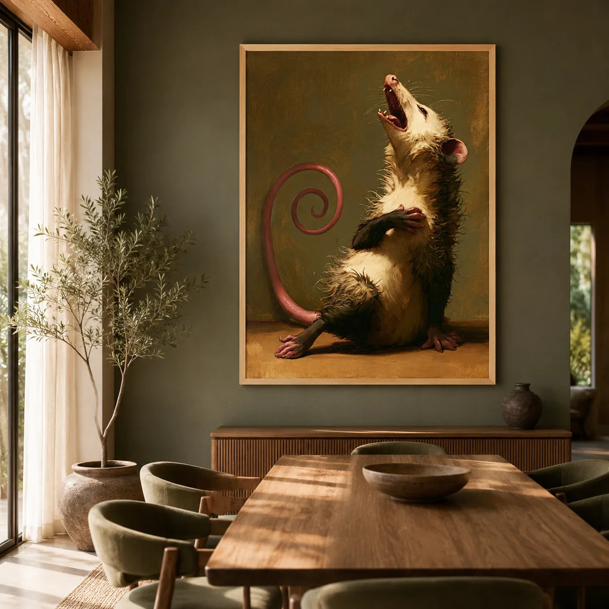 Screaming Opossum Oil Painting Wall Art Decor - Wall Art Decor - close up