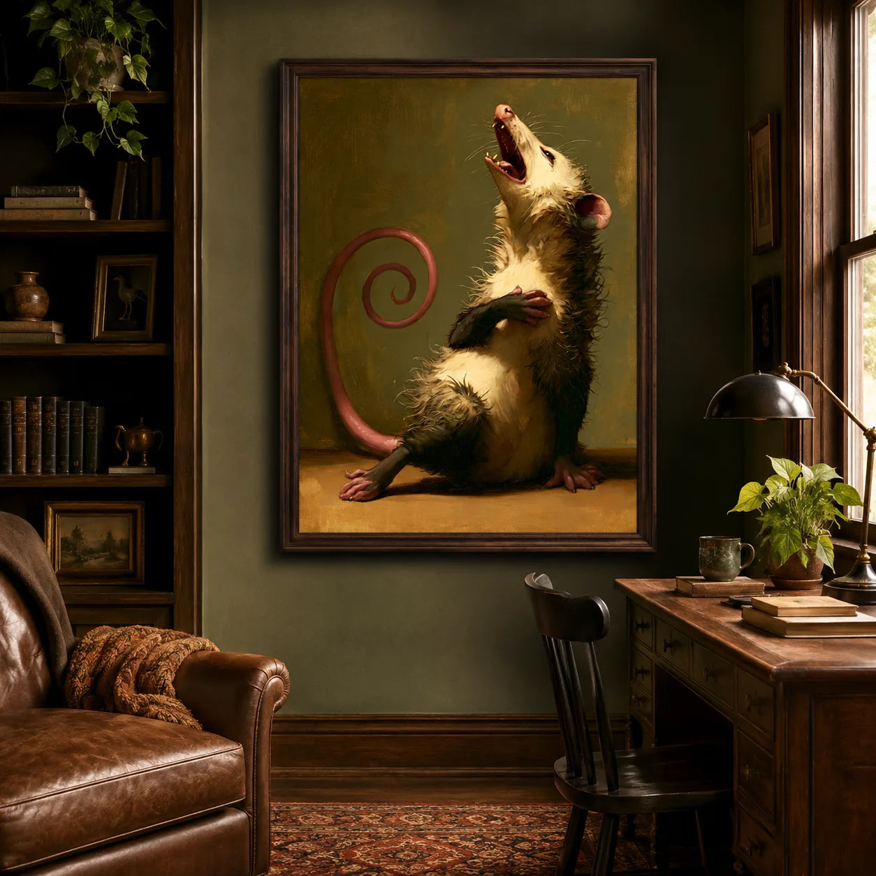 Screaming Opossum Oil Painting Wall Art Decor - Wall Art Decor - detail