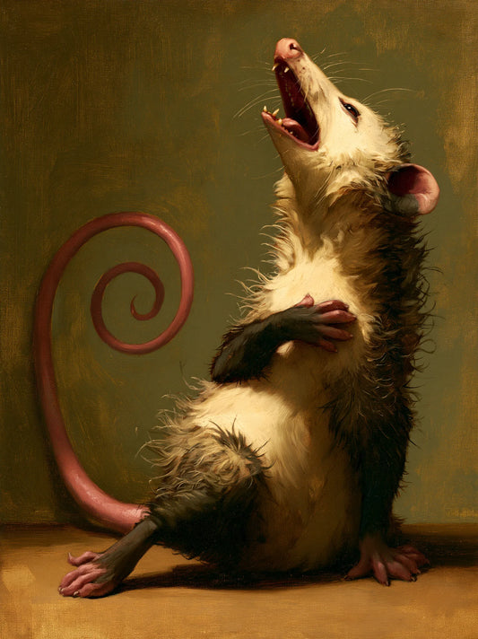 Screaming Opossum Oil Painting Wall Art Decor - Wall Art Decor - front view