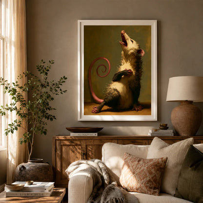 Screaming Opossum Oil Painting Wall Art Decor - Wall Art Decor - in use