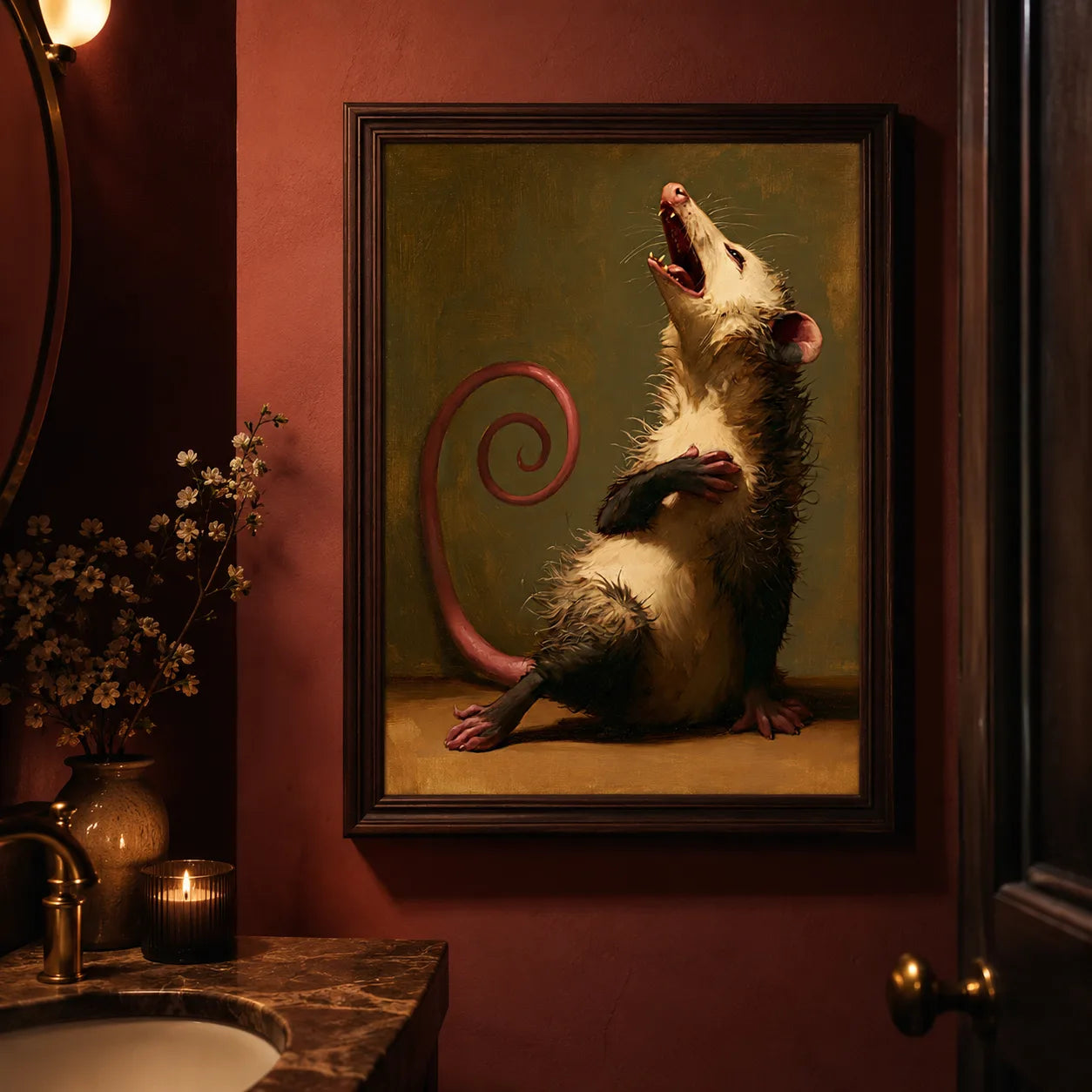 Screaming Opossum Oil Painting Wall Art Decor - Wall Art Decor - lifestyle