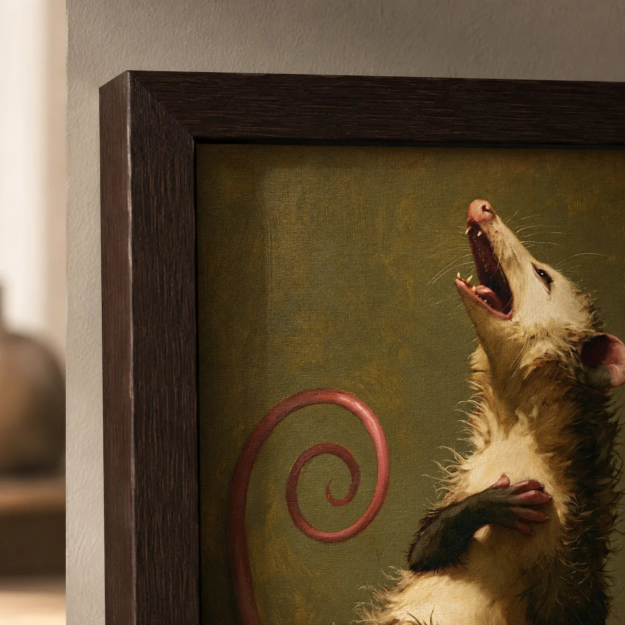 Screaming Opossum Oil Painting Wall Art Decor - Wall Art Decor - packaging