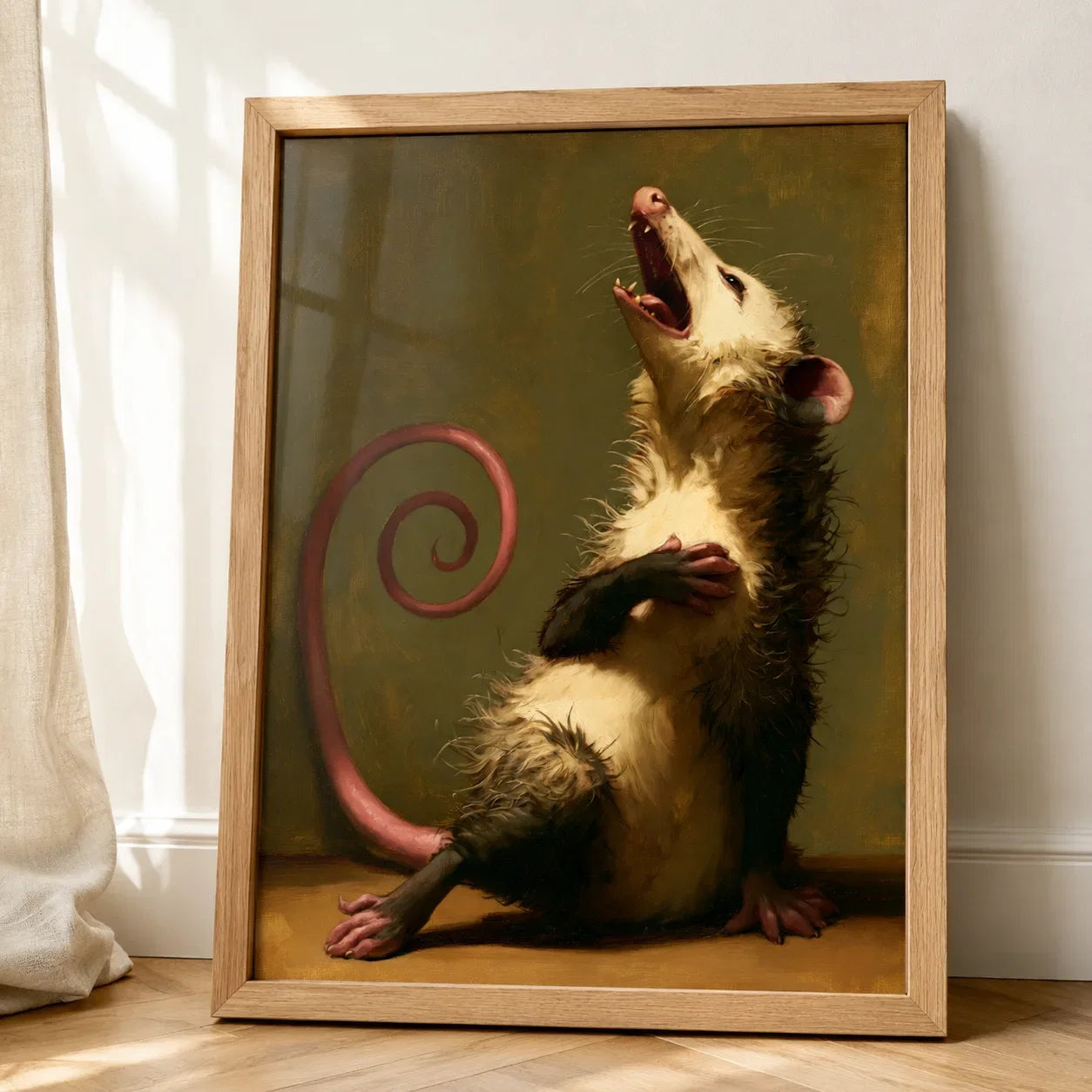 Screaming Opossum Oil Painting Wall Art Decor - Wall Art Decor - side view