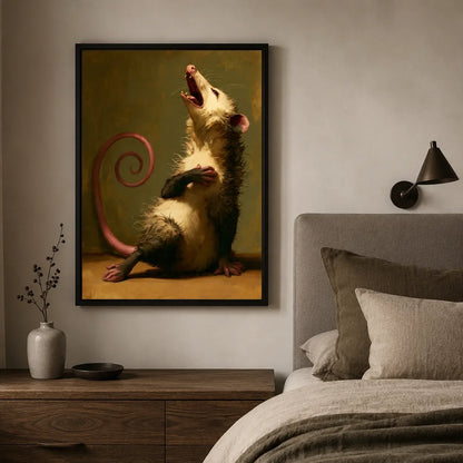 Screaming Opossum Oil Painting Wall Art Decor - Wall Art Decor - styled