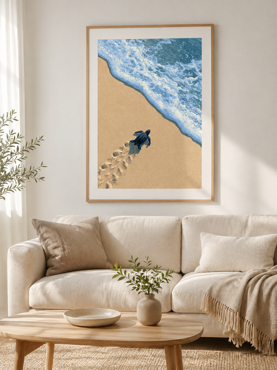 Sea Turtle Wall Art - Wall Art Decor - close-up - sea turtle art print, coastal turtle wall decor