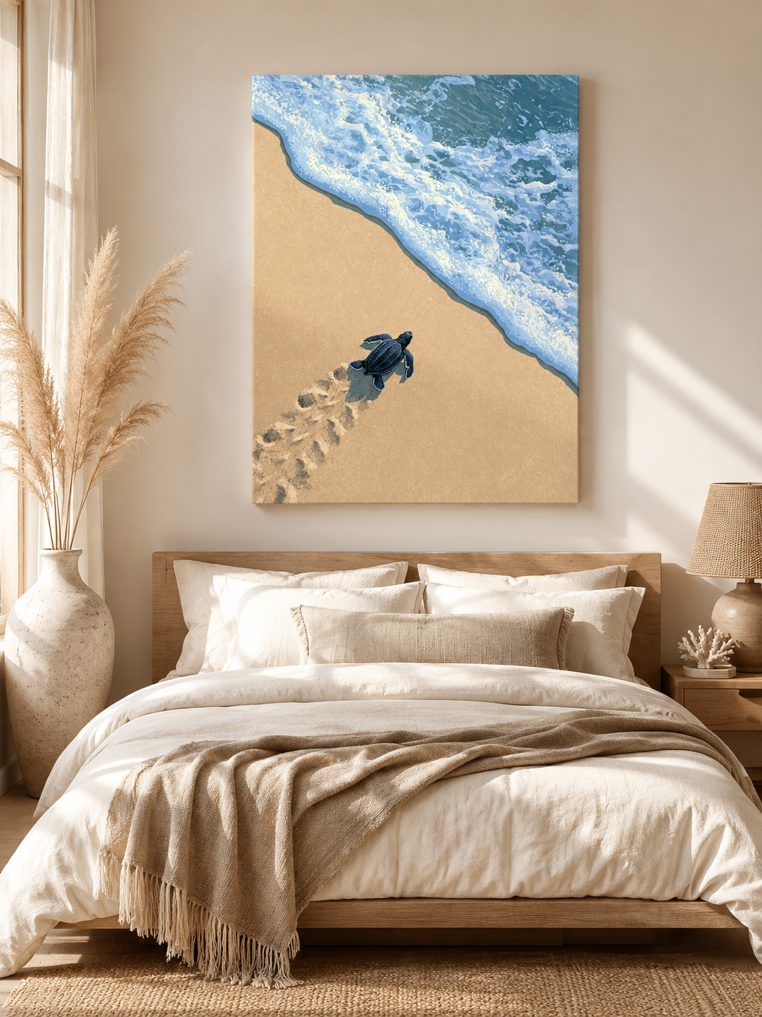 Sea Turtle Wall Art - Wall Art Decor - alternate angle - sea turtle art print, coastal turtle wall decor