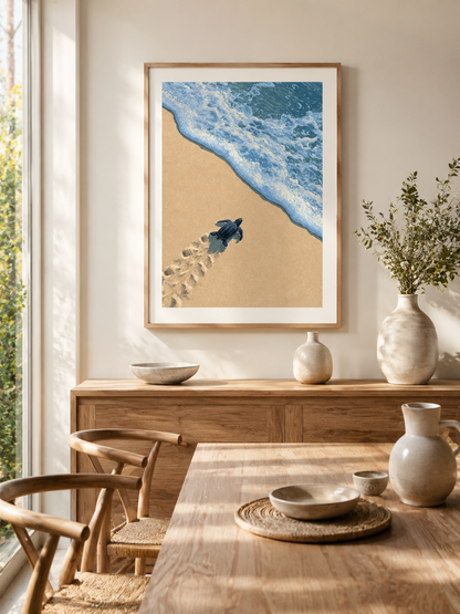 Sea Turtle Wall Art - Wall Art Decor - packaging - sea turtle art print, coastal turtle wall decor