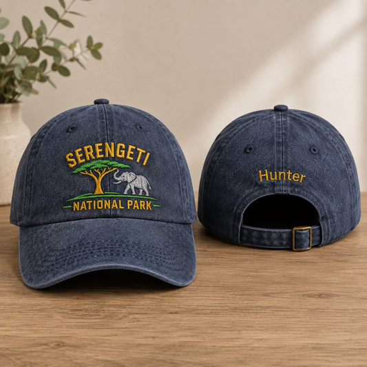 Serengeti National Park Embroidered Washed Cap - Washed Cap - front view