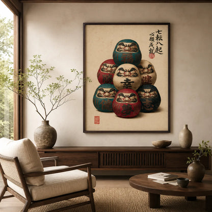 Seven Daruma Dolls Wall Art Decor - Wall Art Decor - detail