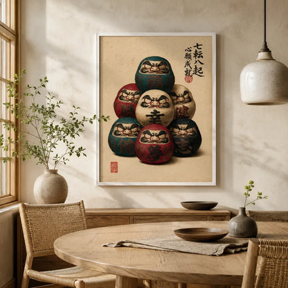 Seven Daruma Dolls Wall Art Decor - Wall Art Decor - in use