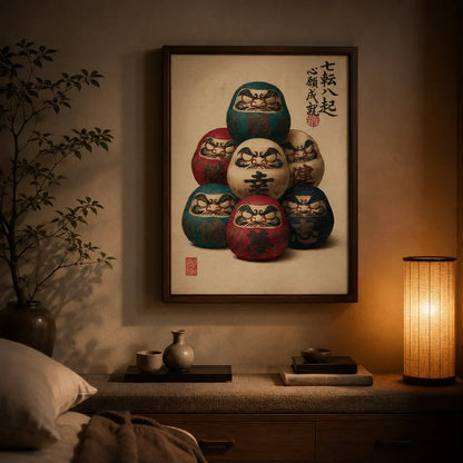 Seven Daruma Dolls Wall Art Decor - Wall Art Decor - lifestyle