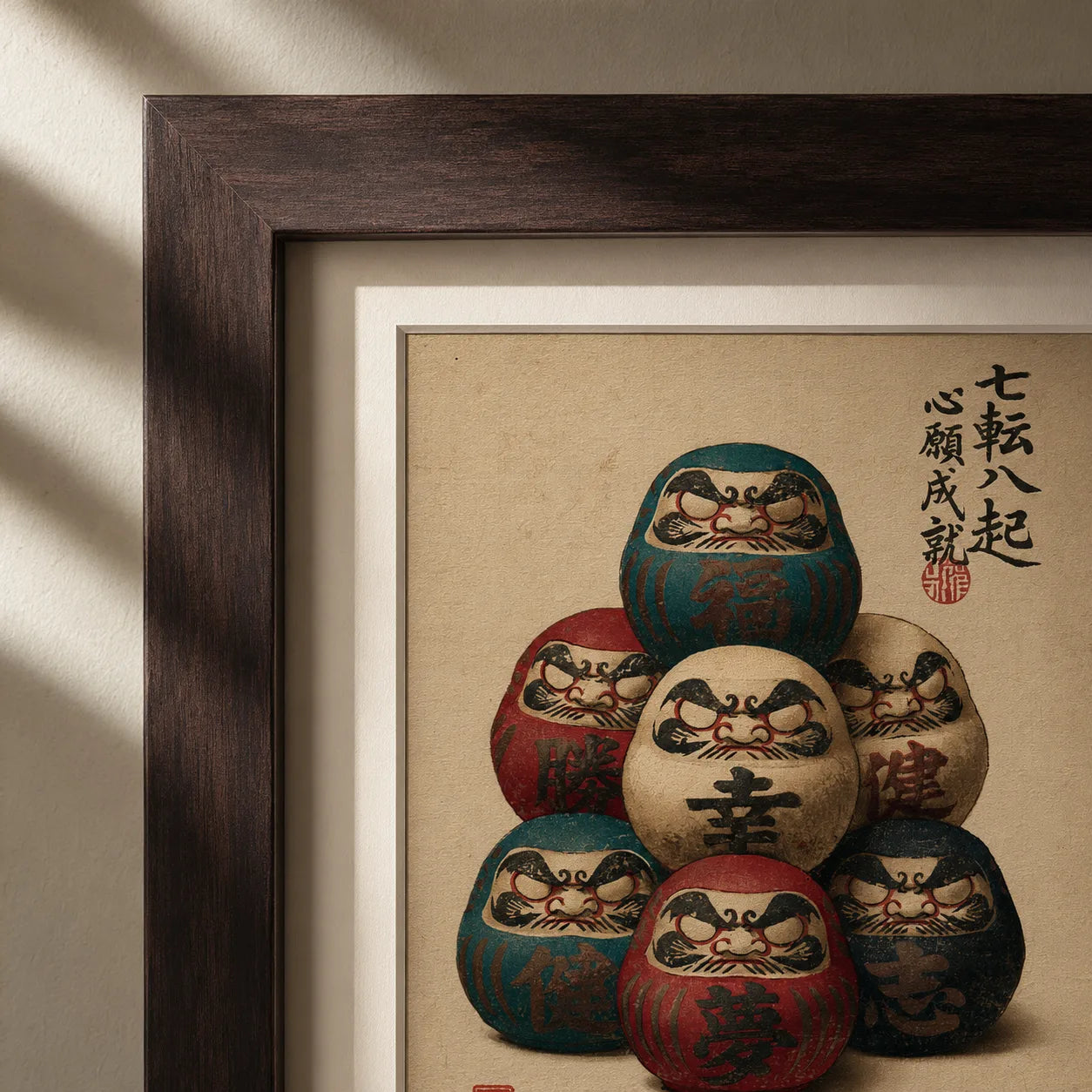 Seven Daruma Dolls Wall Art Decor - Wall Art Decor - packaging