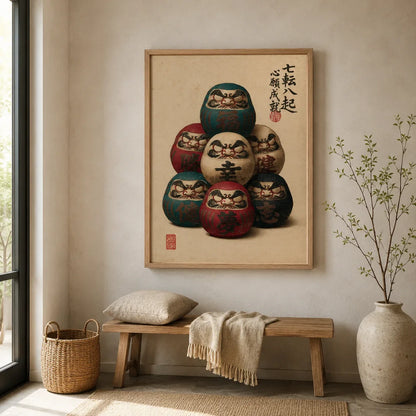 Seven Daruma Dolls Wall Art Decor - Wall Art Decor - styled