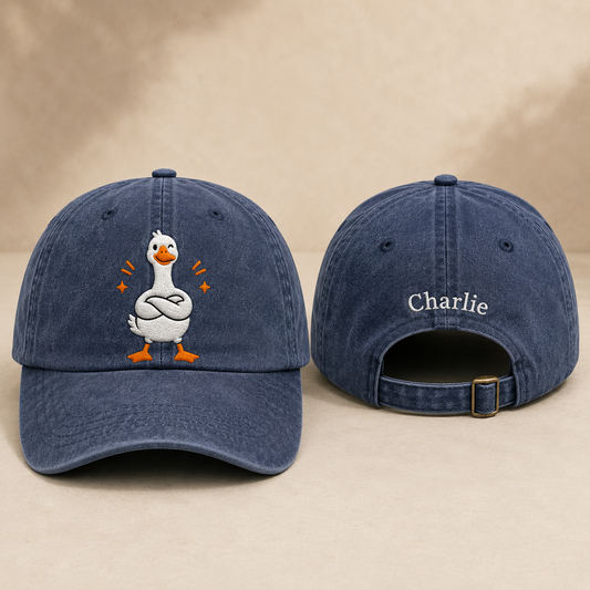 Silly Goose Embroidered Washed Cap - Washed Cap - front view
