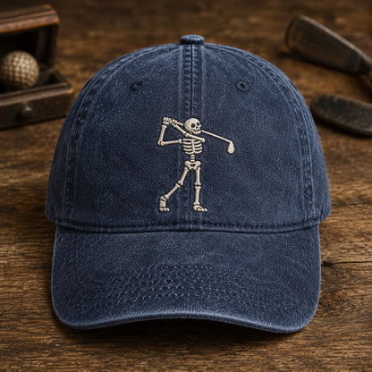 Skeleton Golfer Washed Cap - washed cap - side view