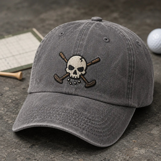 Skull Golf Clubs Washed Cap - washed cap - front view