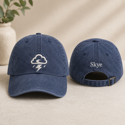 Skye Storm Cloud Embroidered Washed Cap - Washed Cap - front view
