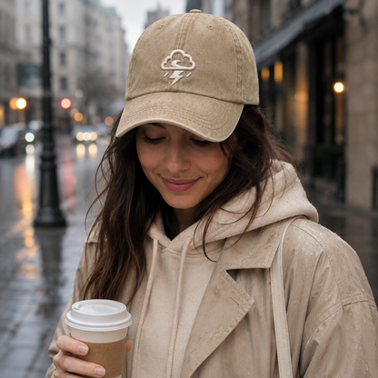 Skye Storm Cloud Embroidered Washed Cap - Washed Cap - side view