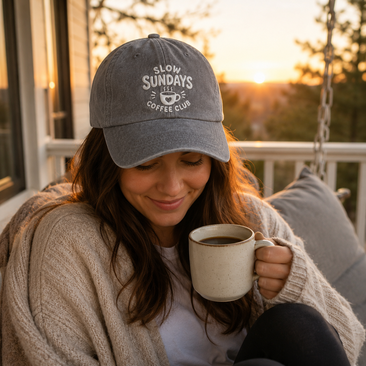 Slow Sundays Coffee Club Washed Cap - Washed Cap - alternate angle