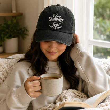 Slow Sundays Coffee Club Washed Cap - Washed Cap - side view