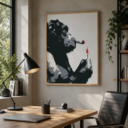 Smoking Chimp Graffiti Wall Art Decor - Wall Art Decor - detail