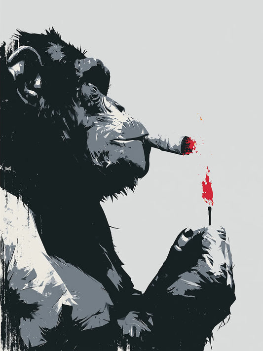 Smoking Chimp Graffiti Wall Art Decor - Wall Art Decor - front view