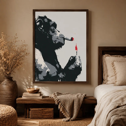 Smoking Chimp Graffiti Wall Art Decor - Wall Art Decor - in use